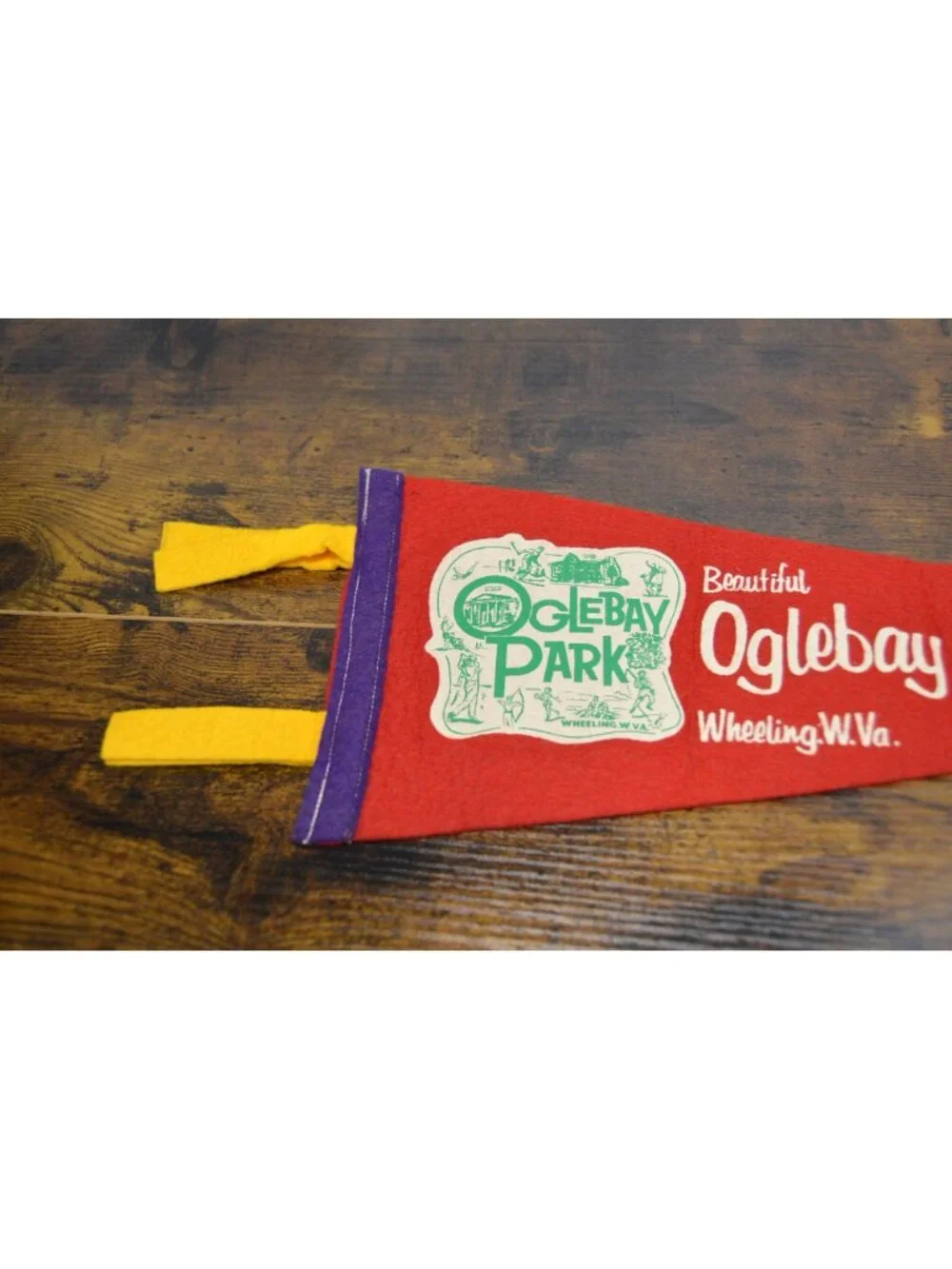Vintage Oglebay Park Felt Pennant Banner Wheeling W.Va 16 inches